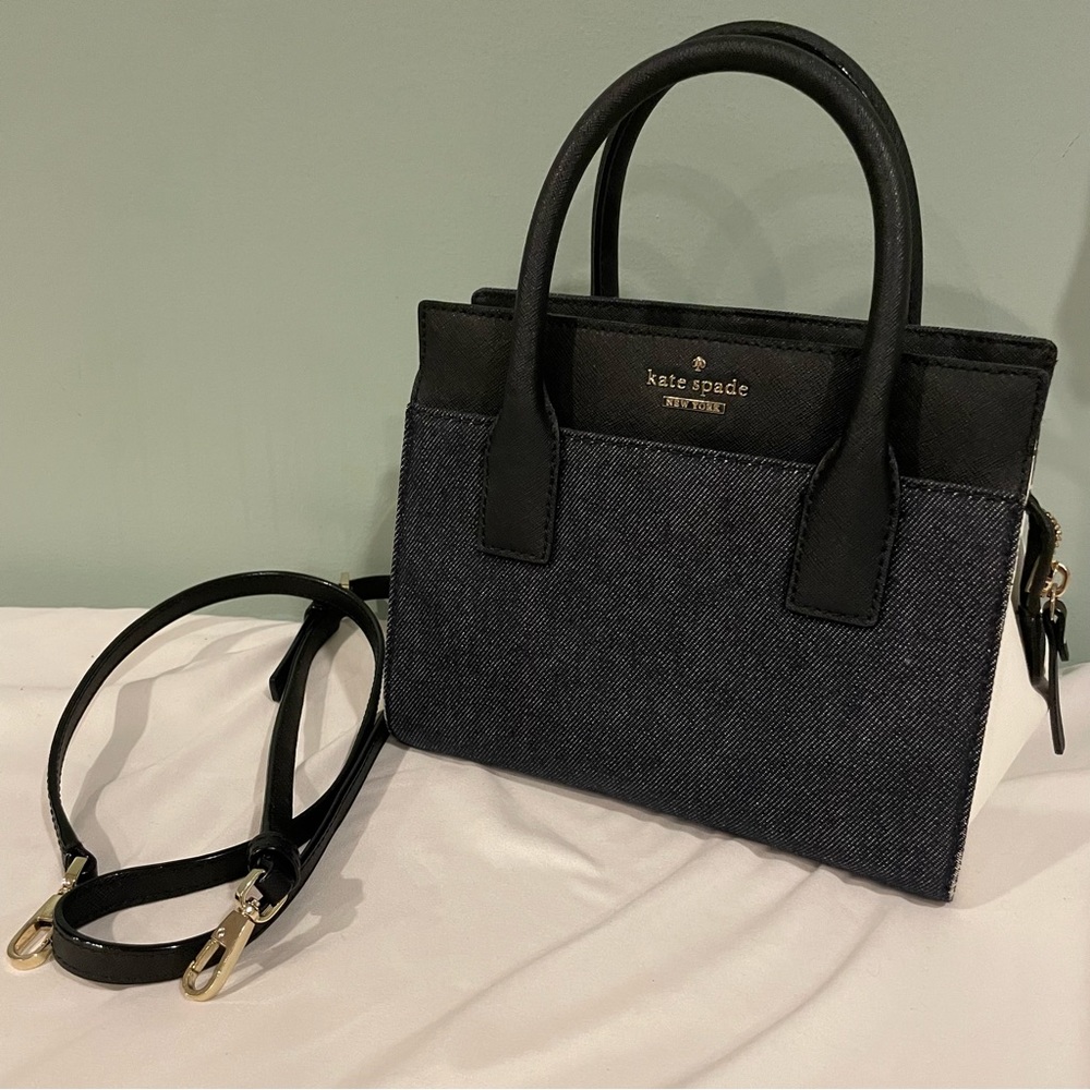 Kate Spade Saffiano-Trimmed Denim Handle Bag